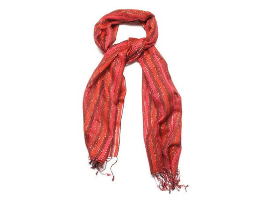 Red Naomi Ladder Striped Fashion Scarf