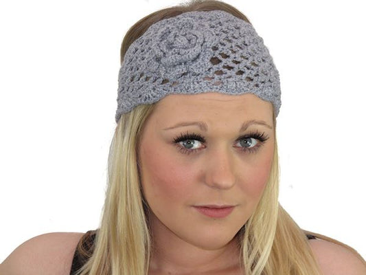 Grey Crochet Headband