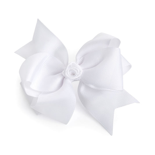 Big Large White Fabric Ribbon Bow 4.5cm Alligator Jaw Beak Hair Clip Slides