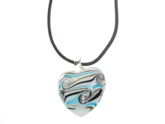 Blue Swirl Heart Pendant Necklace Jewellery Ladies Women