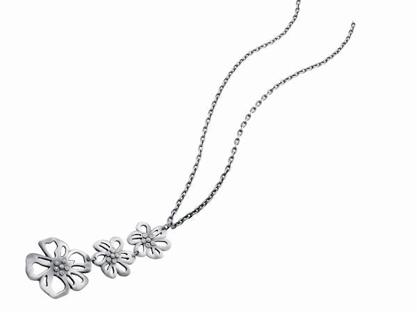 Triple Flower Pendant Necklace Jewellery Ladies Women