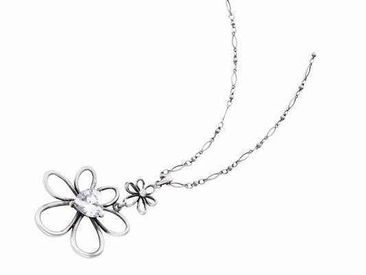 CZ Flower Pendant Necklace Jewellery Ladies Women