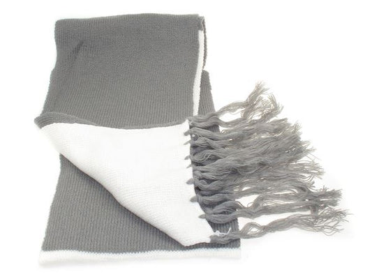 Ladies Women Warm Soft Knitted Cream Grey Colour Block Scarf Neck Warmer