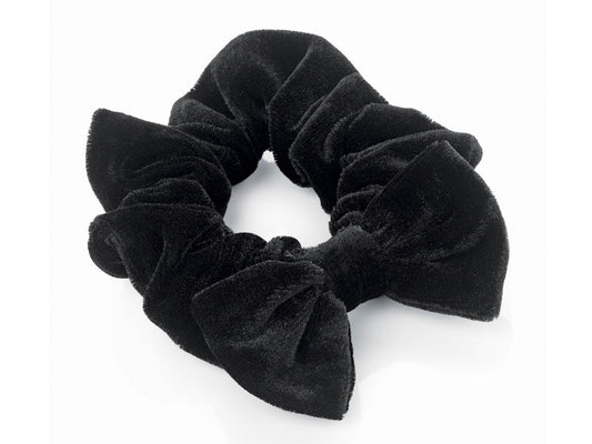 Soft Black Velvet Bow Hair Scrunchie Bobble Elastic Hair Band Accessory