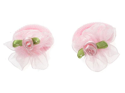 Girls Pale Pink Rosebud Ponios Hair Elastics Hair Bands