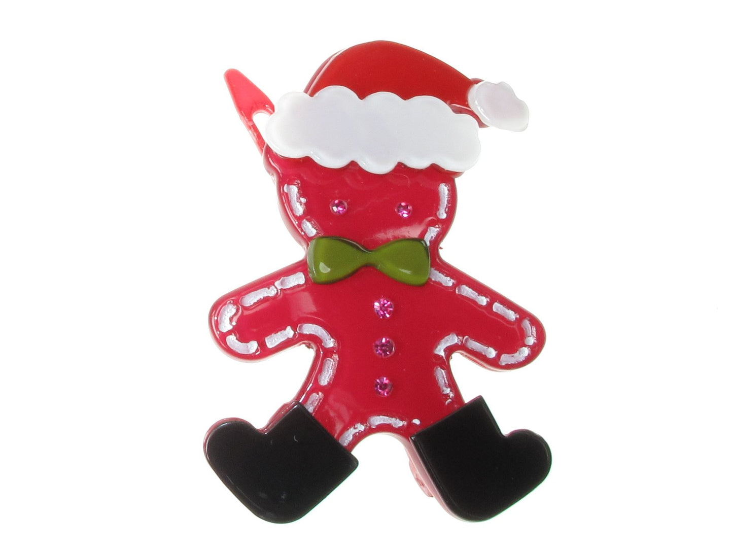 Festive Fuchsia Pink Novelty Santa Gingerbread Man Hair Clip Slide Grip