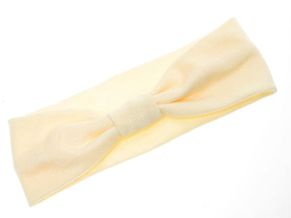 Girls 5.5cm Yellow Cream Stretch Bow Knot Headband Hair Band Gym Ballet