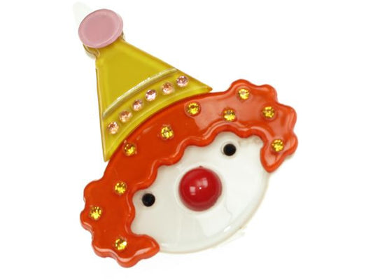 Cute Yellow Orange Clown Crystal Hair Clip Grip Slide Girls Womens Accessory