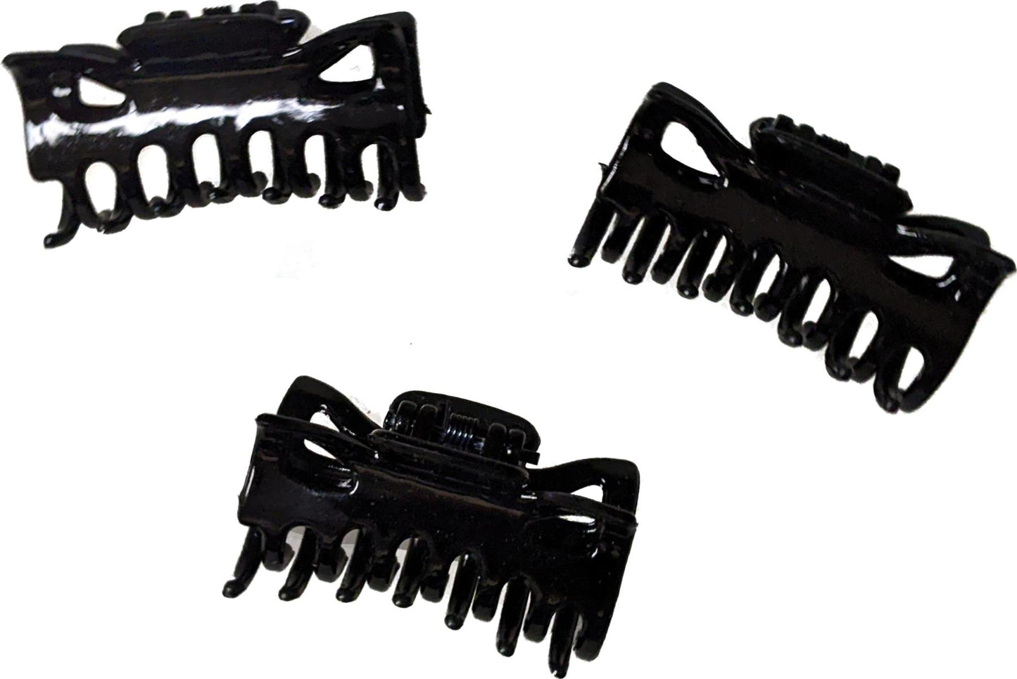 Pack of 3 Small Mini 4cm Black Plastic Hair Claws Clips Clamps Jaw Clips