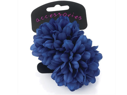 8cm Large Royal Blue Fabric Flower Ponios Donuts Elastics Hair Bands Bobble