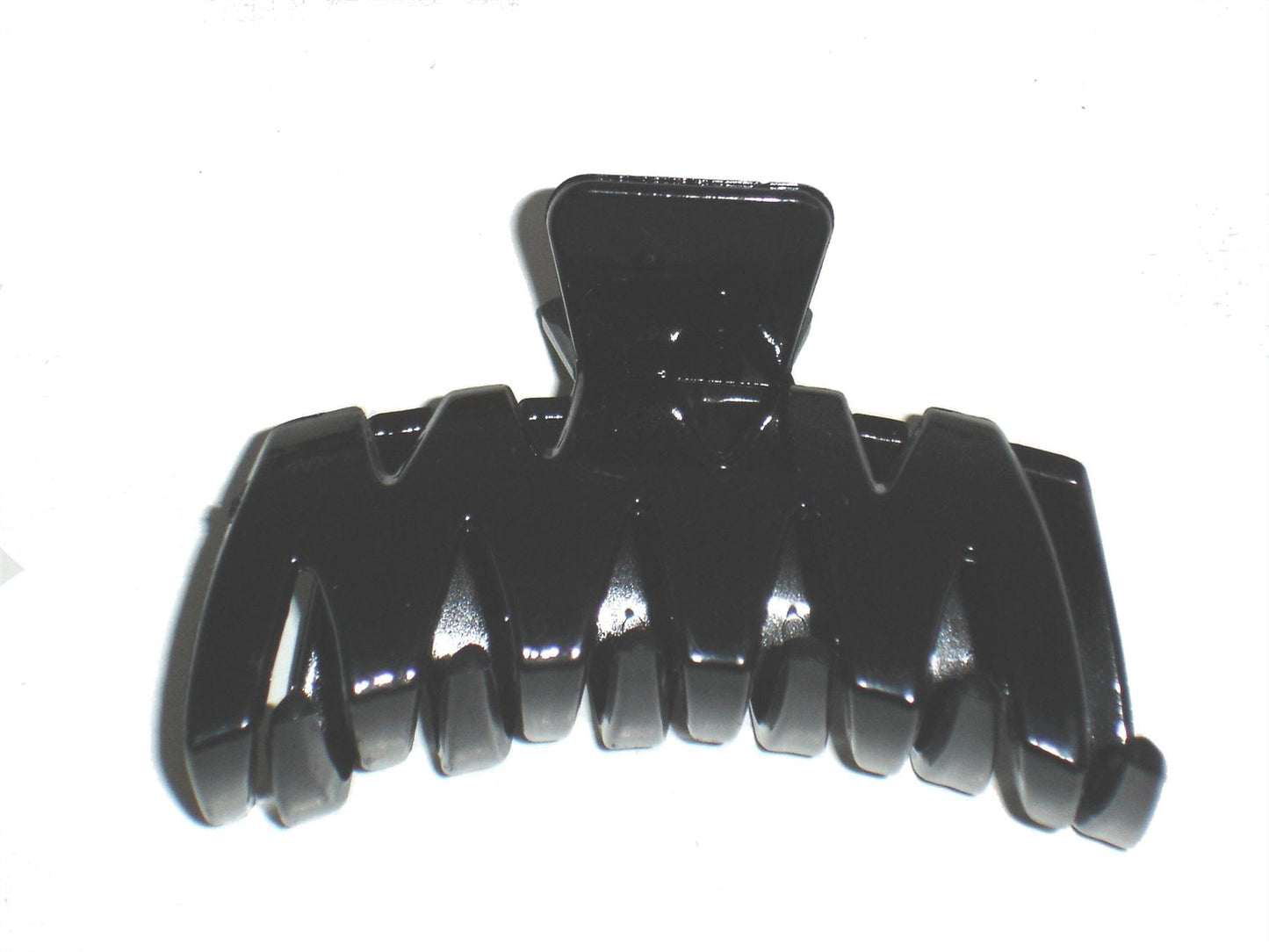 Ladies Girls 8cm Black Zig Zag Plastic Hair Claw Clip Clamp Jaw Clip