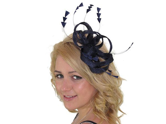 Navy Blue Sinamay Loops Fascinator