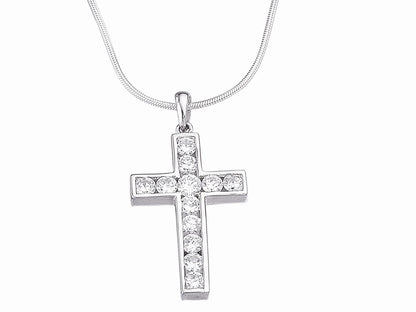 CZ Cross Pendant Necklace Jewellery Ladies Women