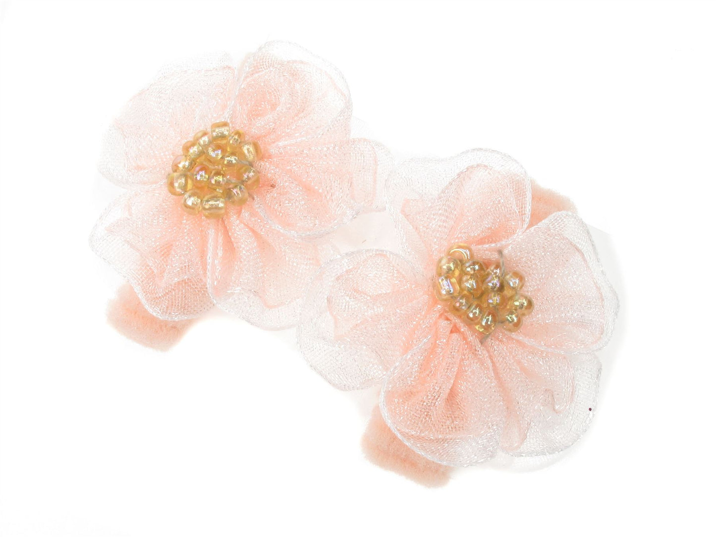 Girls Flower Ponios Hair Elastics Hair Bands - Peach