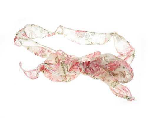 Pale Pink Floral Print Hair Tie