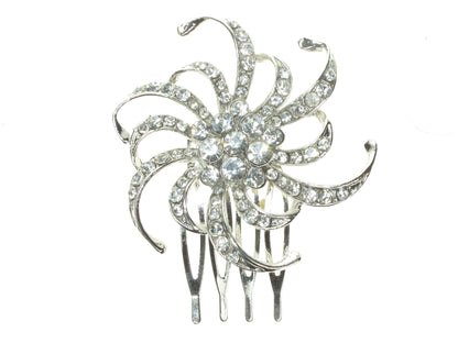 Crystal Swirl Hair Comb Slide Grip