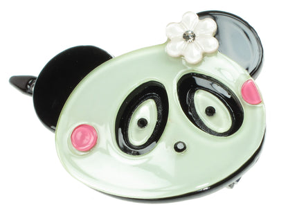 Cute Panda Pale Pink Flower Hair Clip Slide Grip Girls Womens