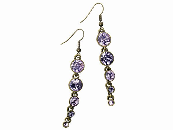 Purple Crystal Droplet Earrings Womens Ladies Girls