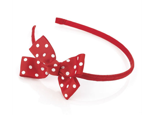 Girls Red Spot Bow Plastic Headband Alice Hair Band Hair Accessory