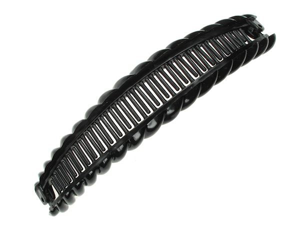 18.5cm Black Barley Twist Banana Hair Clip Comb Clamp Grip Slide