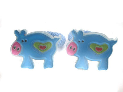 Girls Pig Ponios Hair Elastics Hair Bands - Blue