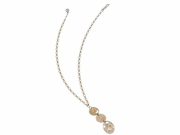 Floral Disc Pendant Necklace Jewellery Ladies Women