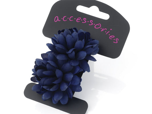 5cm Small Mini Navy Blue Flower Ponios Donuts Elastics Hair Bands Bobbles