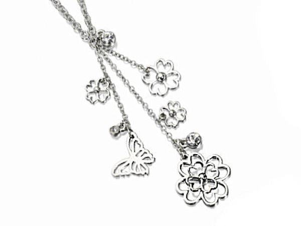 Fiorelli Clear Crystal Flower Drop Necklace Fashion Jewellery Ladies Women