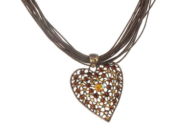 Bronze Multi Stranded Heart Necklace