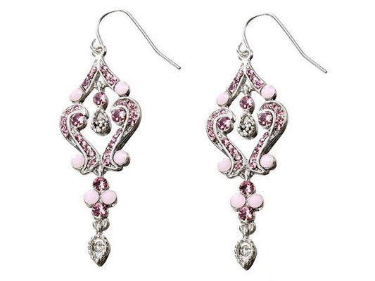 Rose Crystal Scroll Earrings Womens Ladies Girls