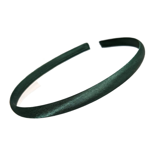 Girls 1cm Bottle Green Satin Plastic Hair Band School Headband No Teeth