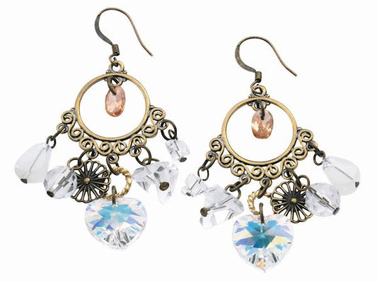 Glass Crystal Heart Earrings Womens Ladies Girls