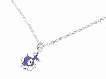 Purple Punky Fish Pendant Necklace Jewellery Ladies Women