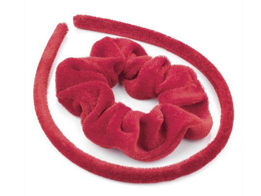 Girls School Red Velvet Scrunchie Hair Bobble Elastic Headband Alice Band