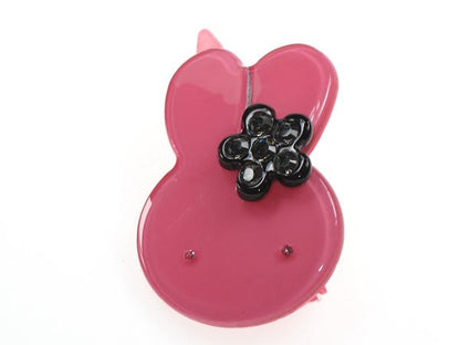 Cute Bright Deep Pink Bunny Crystal Hair Clip Grip Slide Girls Womens Accessory