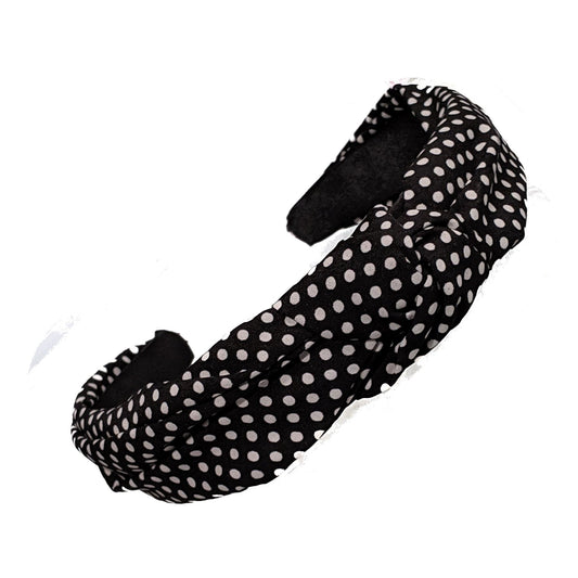 Retro 2.75cm Black Polka Dot Top Knot Twist Plastic Headband Hair Band