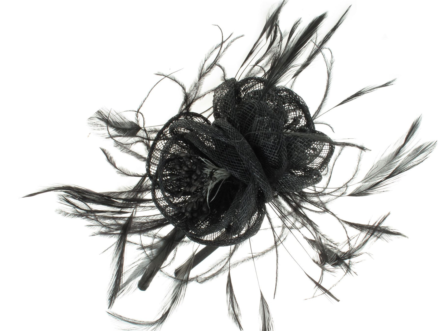 Black Rose Flower Feather Headband Hair Band Fascinator Weddings Races