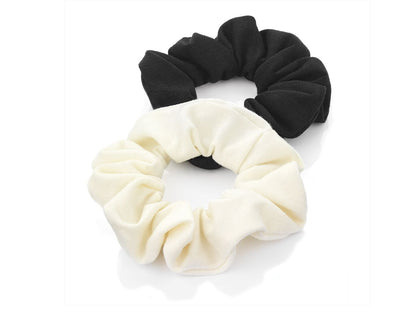 Black Cream Jersey Fabric Hair Scrunchie Bobbles Hair  Girls Ladies