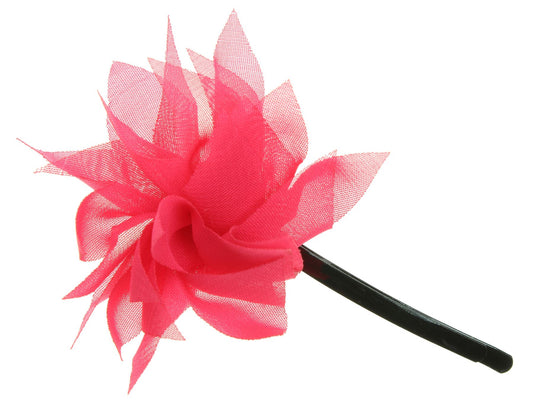 Bright Pink Organza Flower Hair Slide Hair Clip Grips Hair Accessory