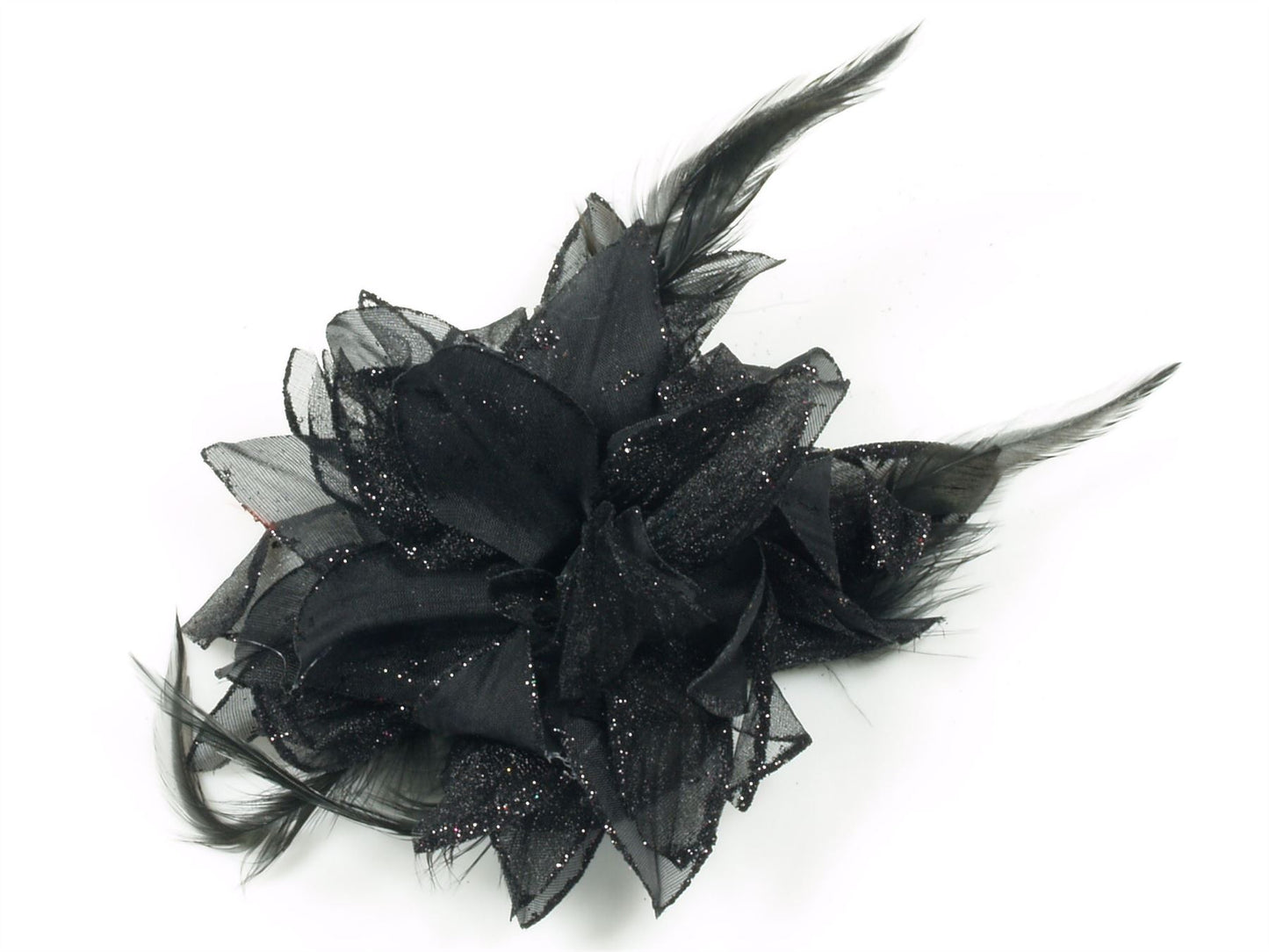 Ladies Black Glitter Hair Flower Hair Elastic Corsage Ladies Girls Wedding