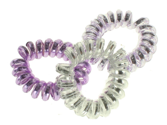 Lilac Metallic Telephone Cord Hair Coil Scrunchie Hair Bobbles Hair Bands