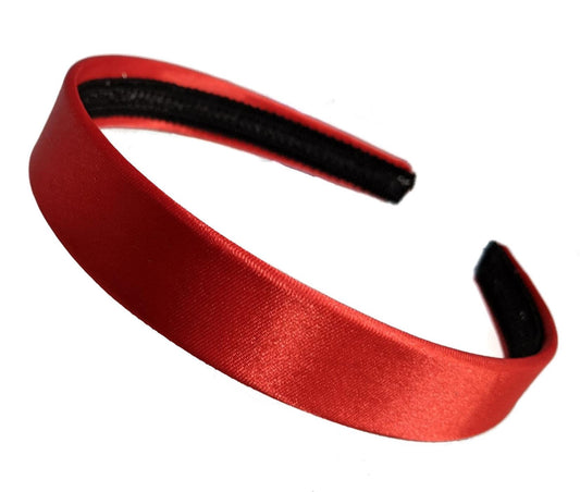 2cm Red Satin Covered Plastic Alice Band Hair Band Headband No Teeth