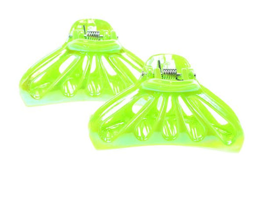 Pair of 5cm Small Green Plastic Hair Claws Clips Clamps Bulldog Clips