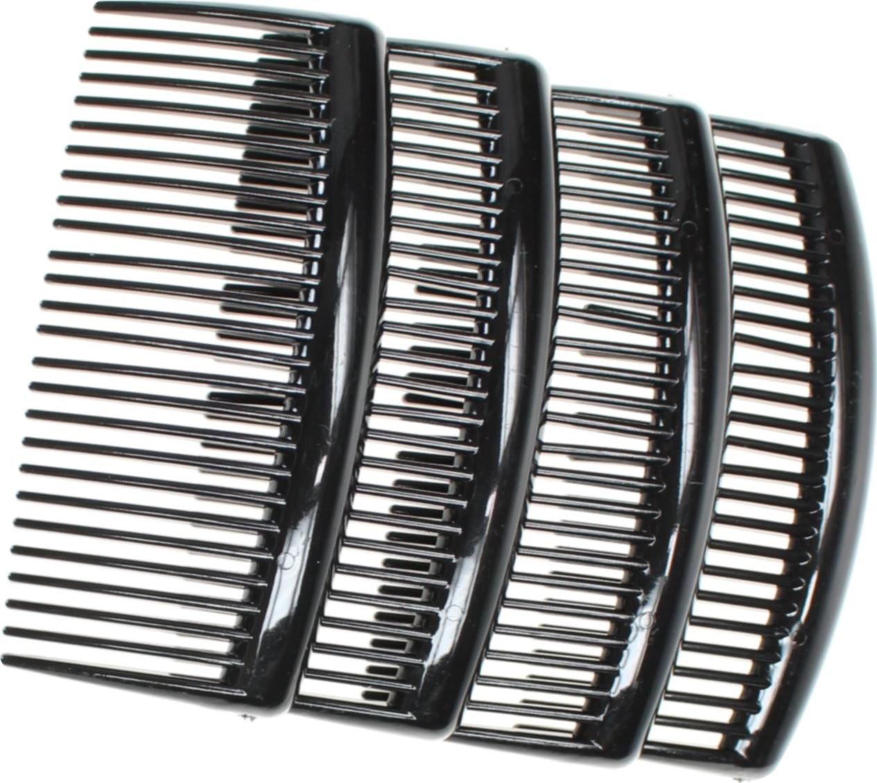 4 Pack 9cm Black Plain Side Hair Combs Slides Grips