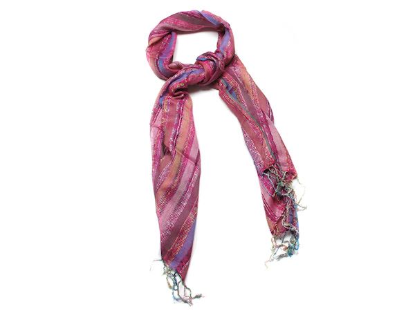 Deep Pink Colette Striped Fashion Scarf