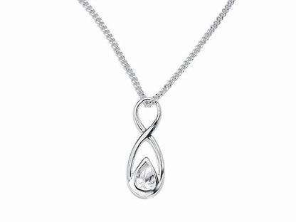 Clear CZ Figure of Eight Pendant Necklace Jewellery Ladies Women