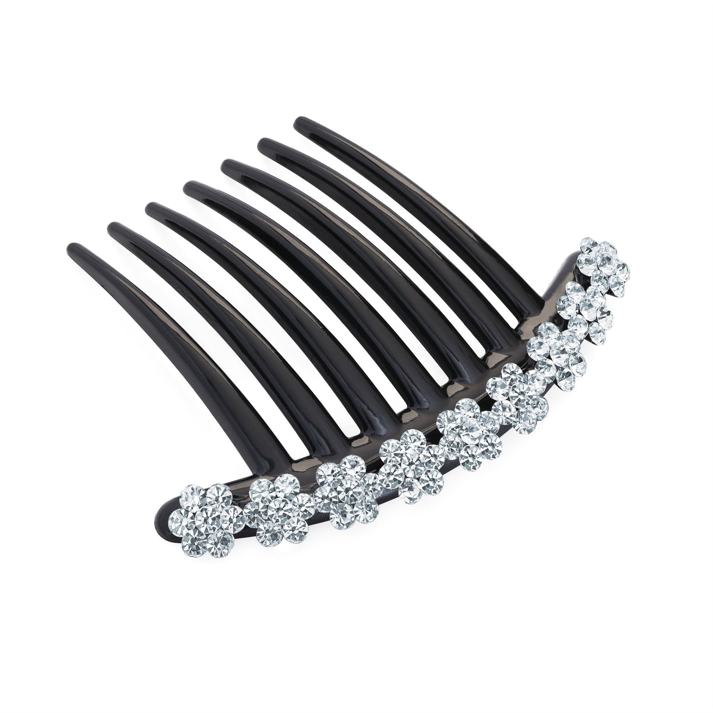 Ladies Crystal Flower Top Black Side Hair Comb Hair Clip Wedding Bridesmaid