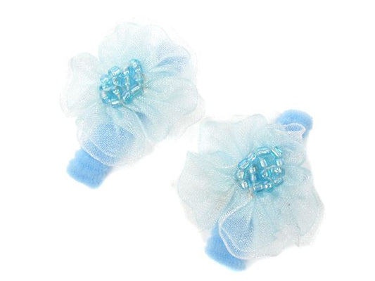 Girls Flower Ponios Hair Elastics Hair Bands - Blue