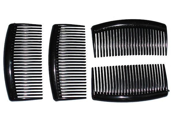 4 Pack 9cm Black Plain Side Hair Combs Slides Grips