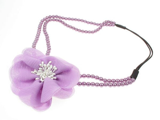 Lilac Floral Pearl Festival Headband Hair Elastic Hair Band 1920 Flapper